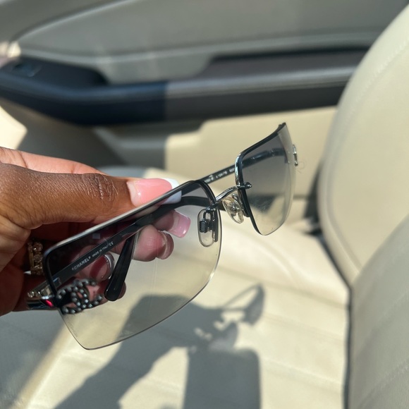 Chanel Rimless Sunglasses Coco Mark Rhinestone - Picture 2 of 8